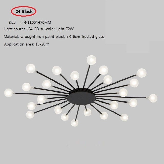 Modern LED sun-shaped ceiling light with Janira beads - vue 9 sur 16