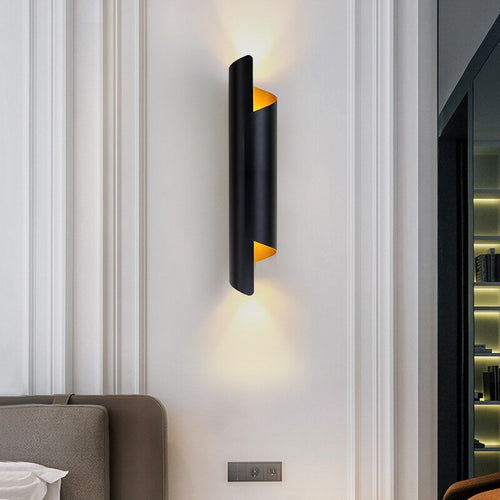Amaia modern cylindrical metal LED wall light - vue 5 sur 9