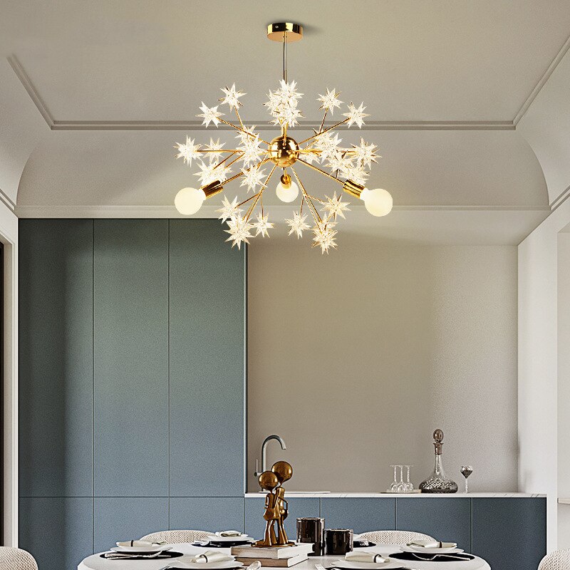 Modern metal chandelier with sparkling stars tanit - vue 2 sur 7