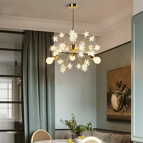 Modern metal chandelier with sparkling stars tanit - vue 6 sur 7