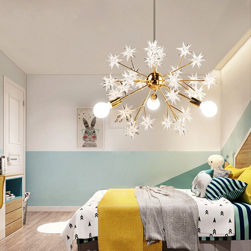 Modern metal chandelier with sparkling stars tanit - vue 5 sur 7