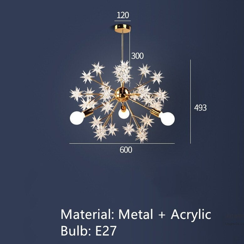 Modern metal chandelier with sparkling stars tanit - vue 7 sur 7