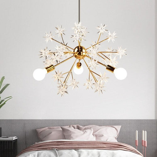 Modern metal chandelier with sparkling stars tanit - vue 3 sur 7