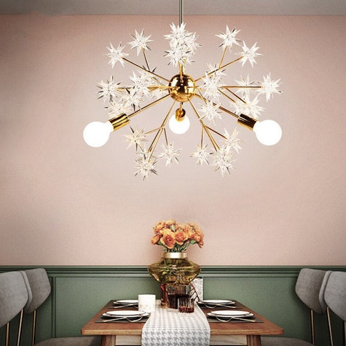 Modern metal chandelier with sparkling stars tanit - vue 4 sur 7