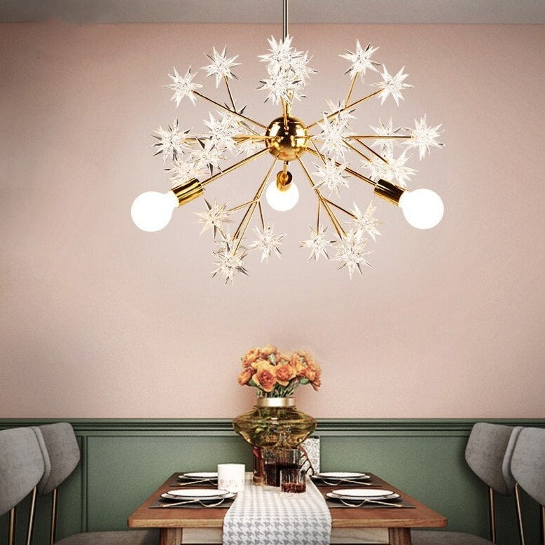 Modern metal chandelier with sparkling stars tanit - vue 4 sur 7