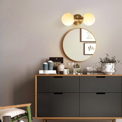 Led wall light with two glass globes delly - vue 4 sur 8