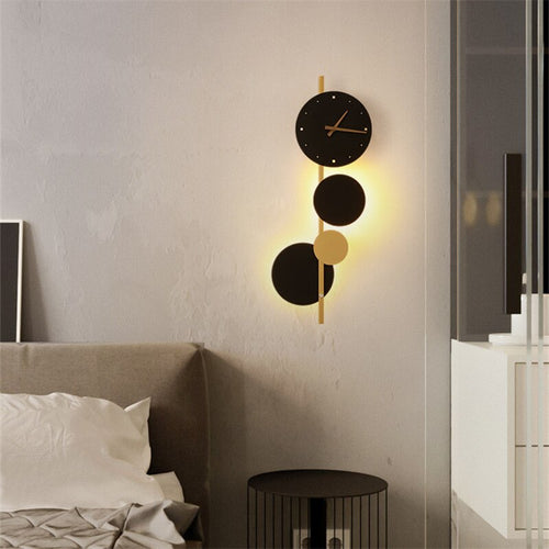 Modern LED wall light with Scony clock - vue 3 sur 7