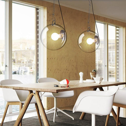 Silver industrial ceiling light with glass globe Irantzu