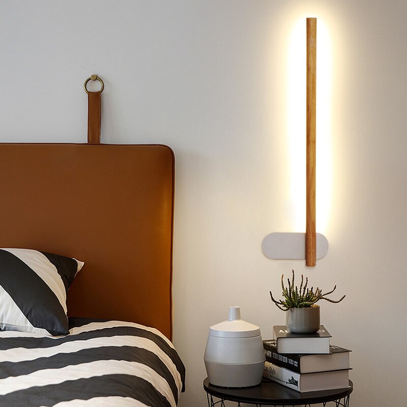 Amane rectangular Scandinavian LED wooden wall light - vue 3 sur 9