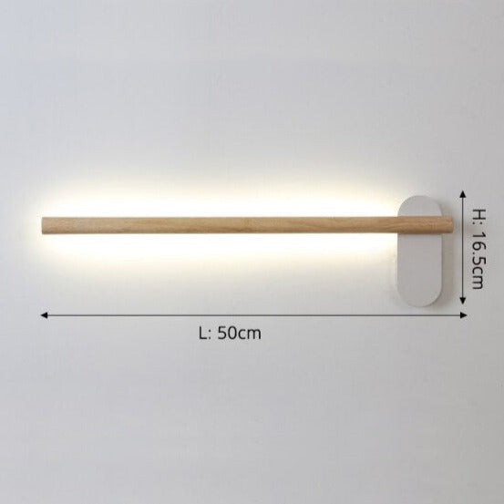 Amane rectangular Scandinavian LED wooden wall light - vue 8 sur 9
