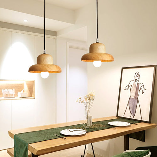 Suspension scandinave avec abat-jour original en bois Zoraida - vue 7 sur 9