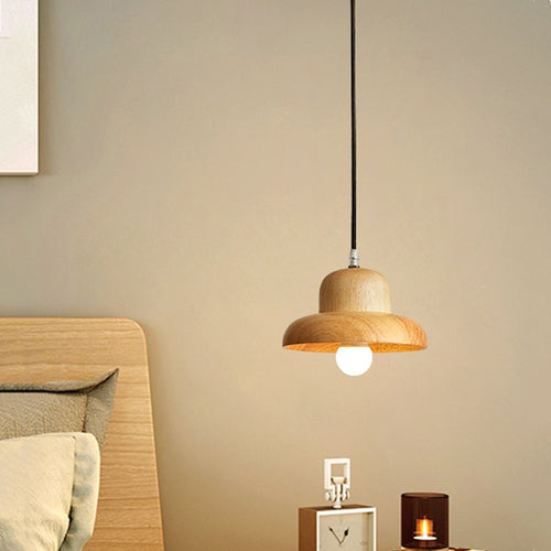 Suspension scandinave avec abat-jour original en bois Zoraida - vue 4 sur 9