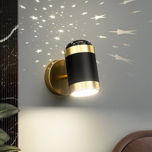 Modern black and gold cylindrical wall light Benie - vue 3 sur 7