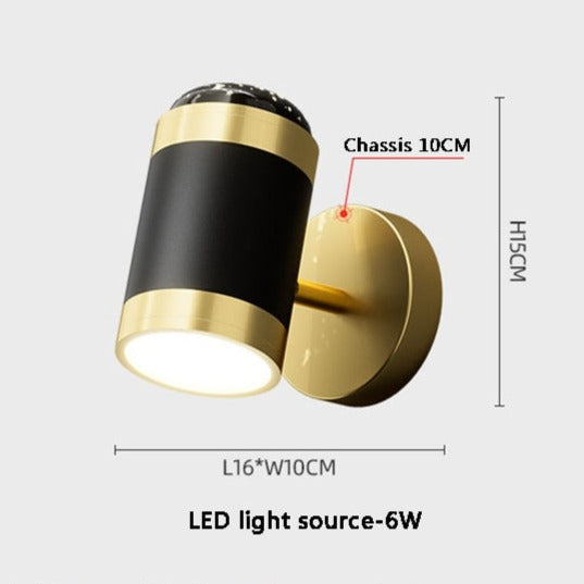 Modern black and gold cylindrical wall light Benie - vue 7 sur 7