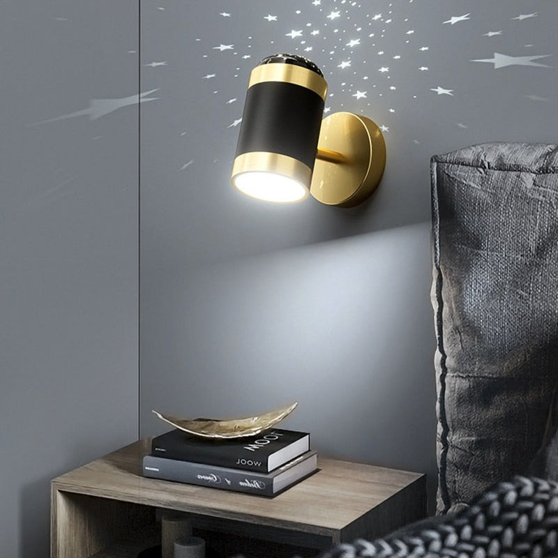 Modern black and gold cylindrical wall light Benie