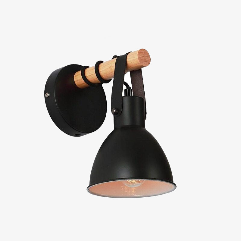 Industrial LED wall light with black conical shade Nofti