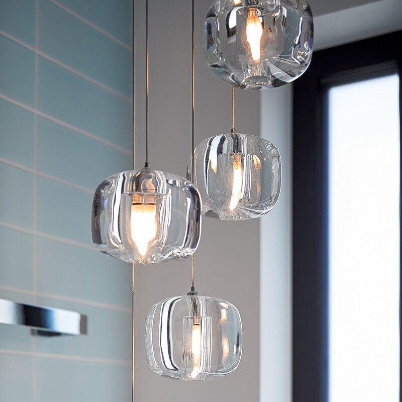 Modern LED pendant light with coloured crystal ice design Lua