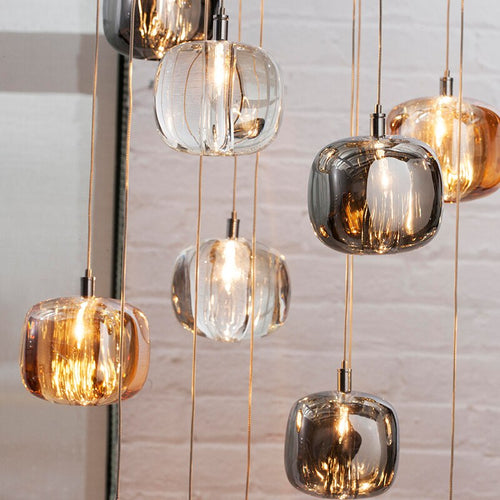 Modern LED pendant light with coloured crystal ice design Lua - vue 4 sur 10