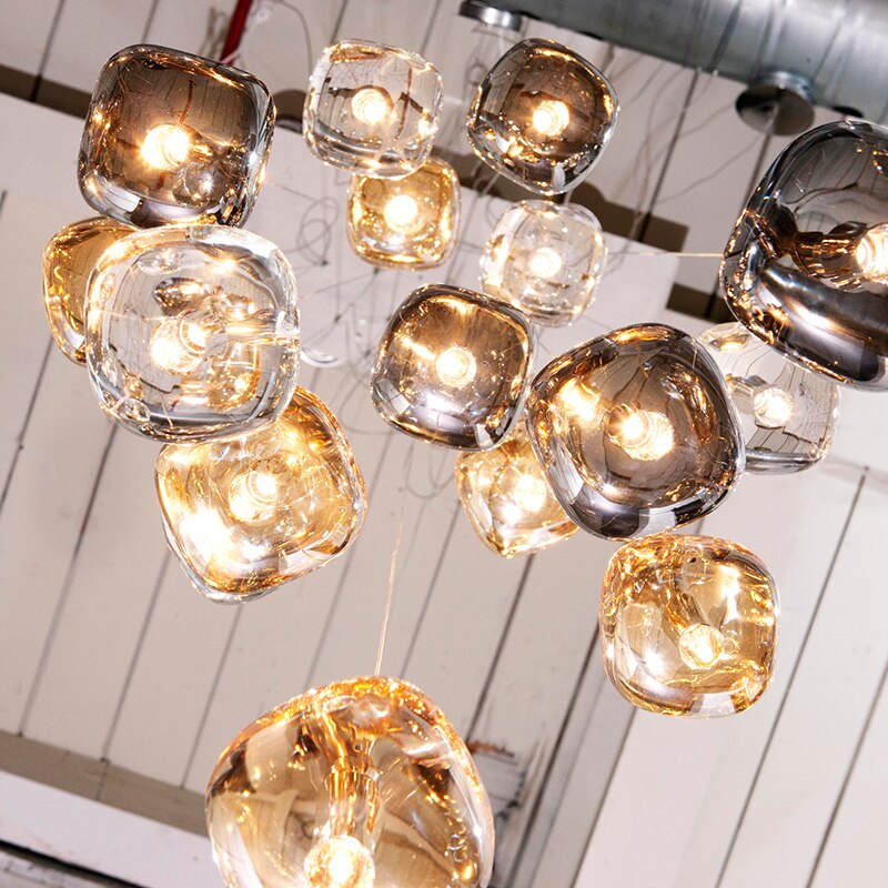 Modern LED pendant light with coloured crystal ice design Lua - vue 7 sur 10