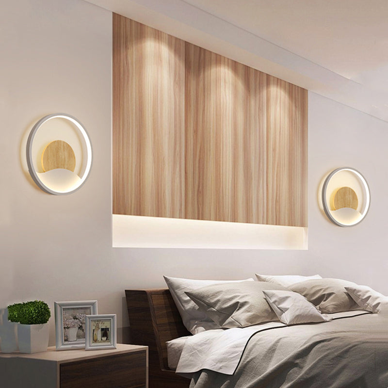 Round LED designer wall light with luminous ring globe - vue 5 sur 9