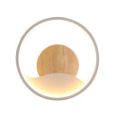 Round LED designer wall light with luminous ring globe