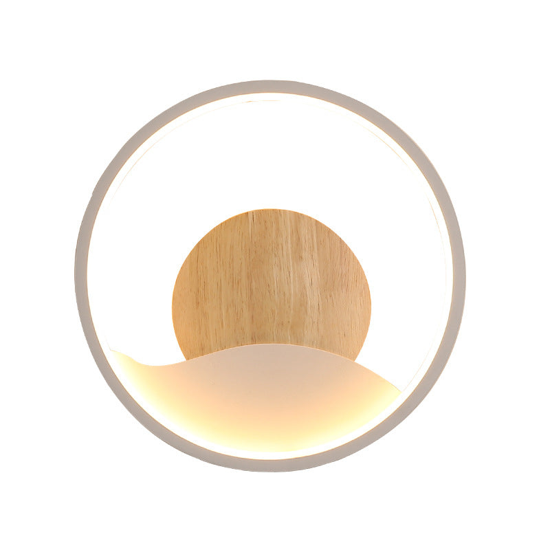 Round LED designer wall light with luminous ring globe - vue 6 sur 9