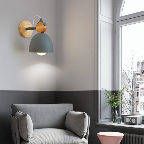Modern wall light with nordic wood bracket lyra - vue 3 sur 9