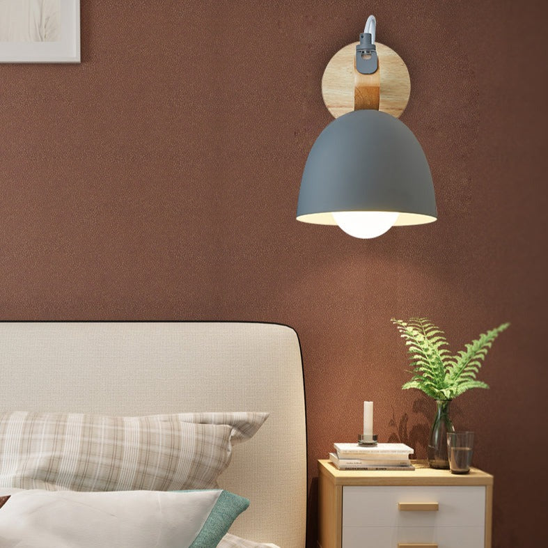 Modern wall light with nordic wood bracket lyra - vue 3 sur 9