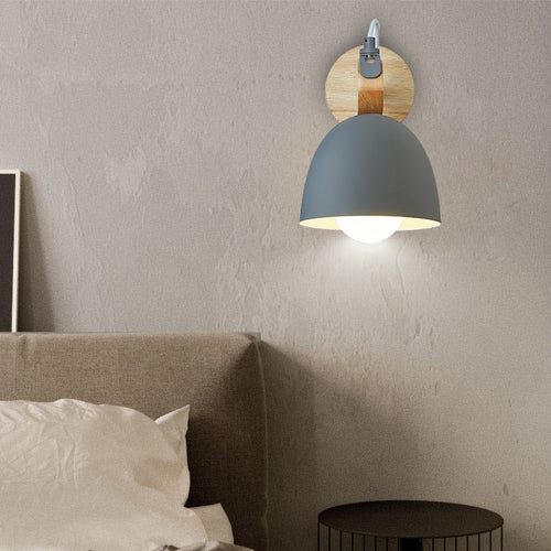 Modern wall light with nordic wood bracket lyra - vue 5 sur 9