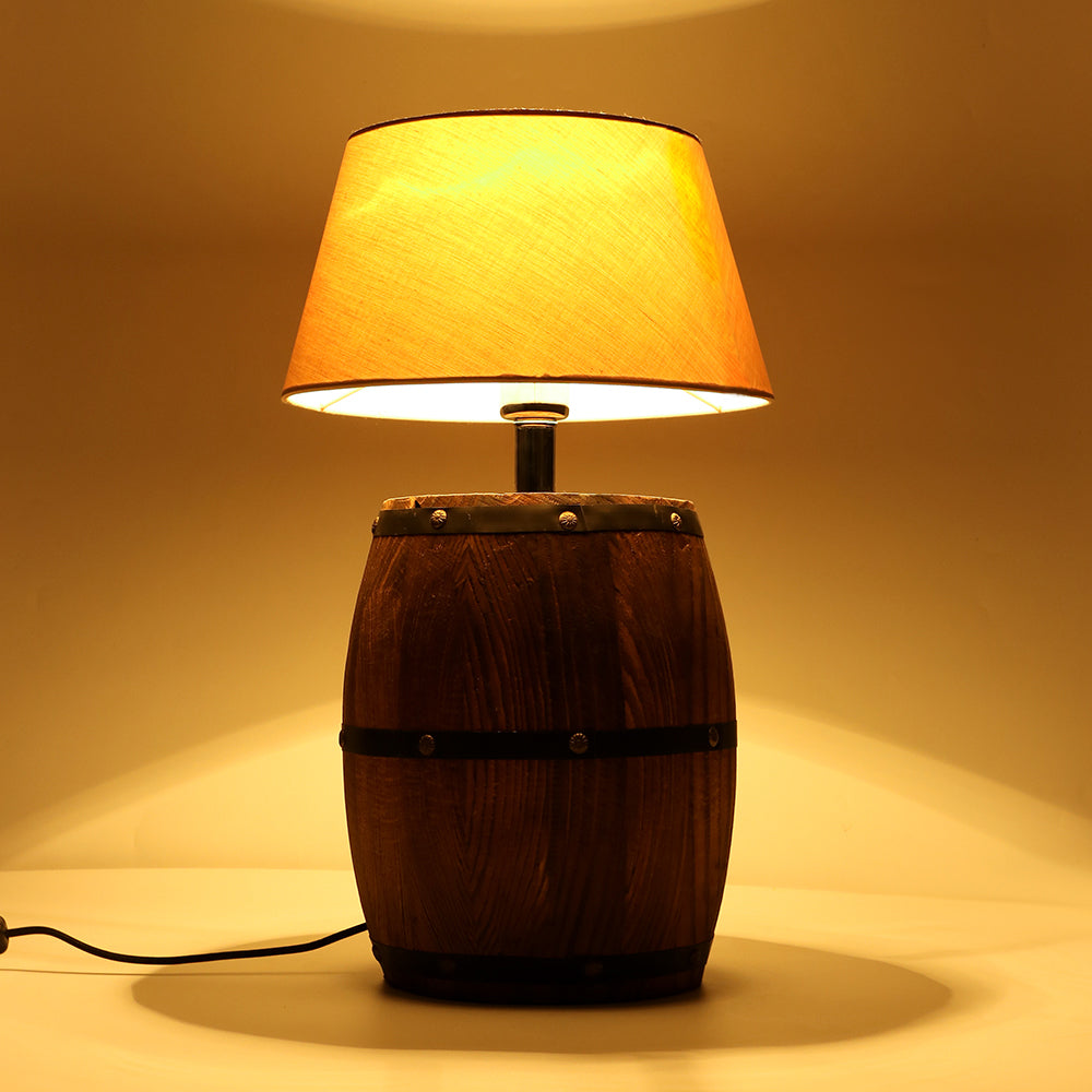 Vintage barrel-shaped rope bedside lamp
