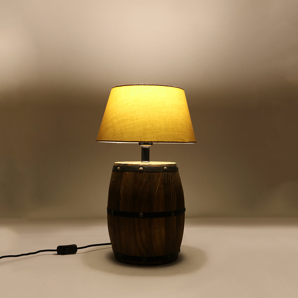 Vintage barrel-shaped rope bedside lamp - vue 3 sur 6