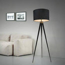 Luxury designer floor lamp with triple legs and black fabric shade