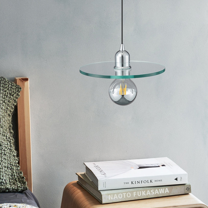 Designer pendant light with flat glass lampshade Aiden