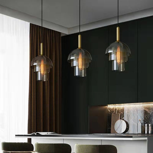 Modern pendant light with multiple Rowan glass domes - vue 8 sur 9