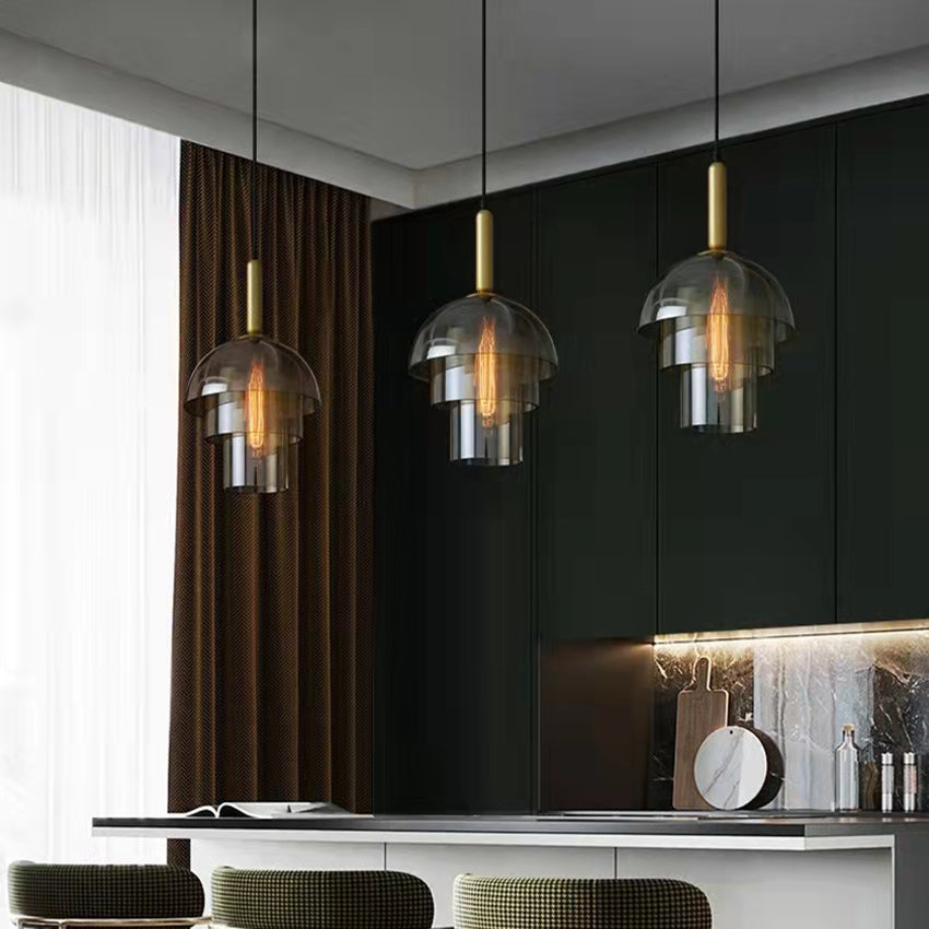 Modern pendant light with multiple Rowan glass domes - vue 7 sur 9