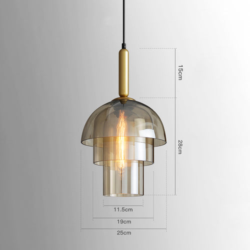 Modern pendant light with multiple Rowan glass domes - vue 9 sur 9