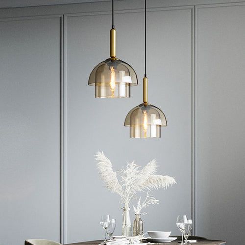 Modern pendant light with multiple Rowan glass domes - vue 3 sur 9