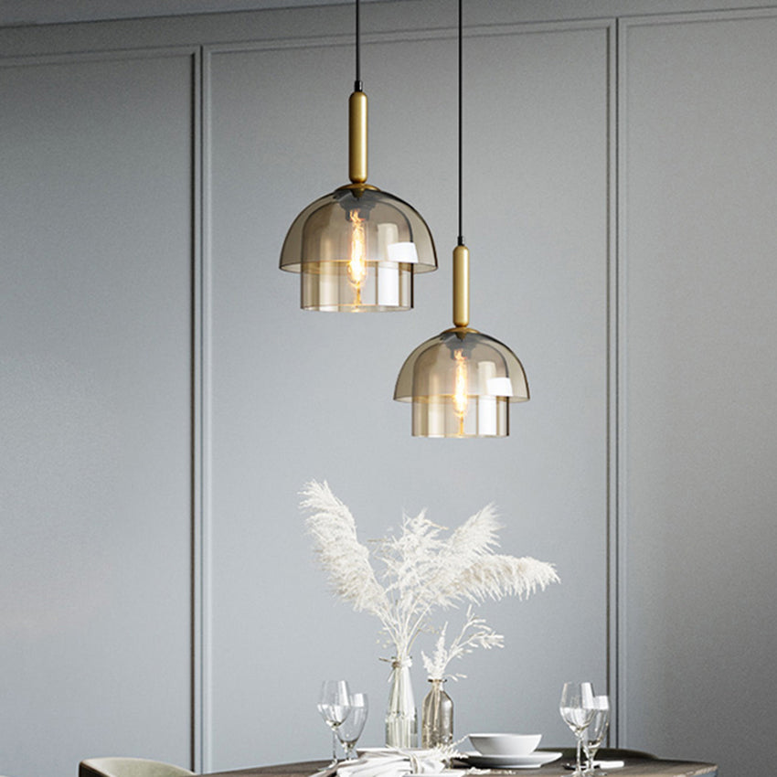 Modern pendant light with multiple Rowan glass domes - vue 2 sur 9