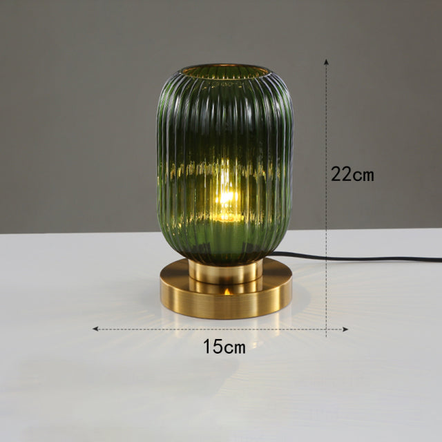 Cylindrical table lamp in coloured glass with gold base Quinn - vue 12 sur 13