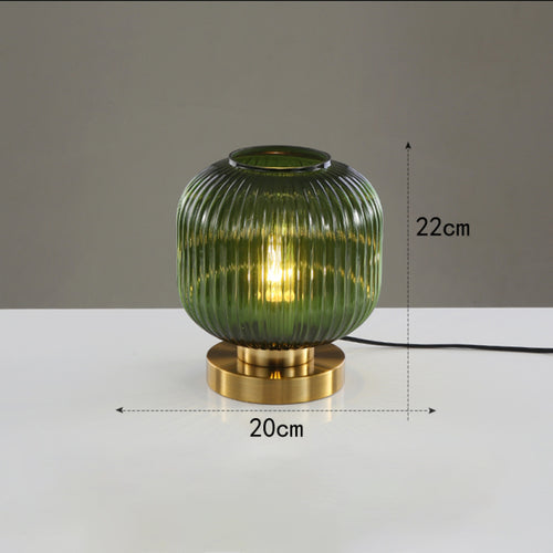 Cylindrical table lamp in coloured glass with gold base Quinn - vue 10 sur 13