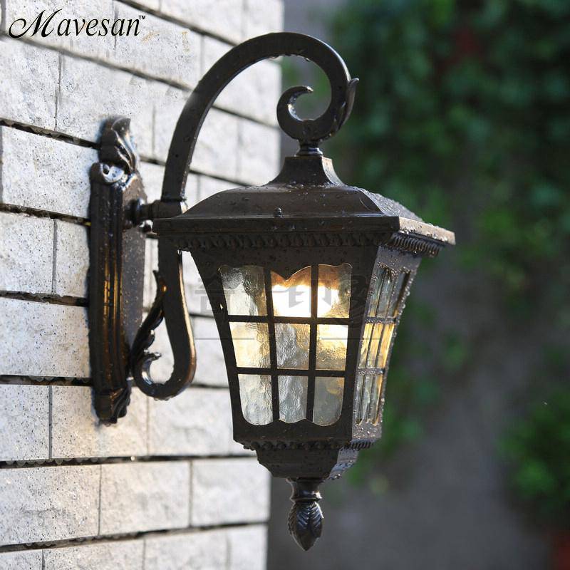 Antique rustic retro metal and glass wall light