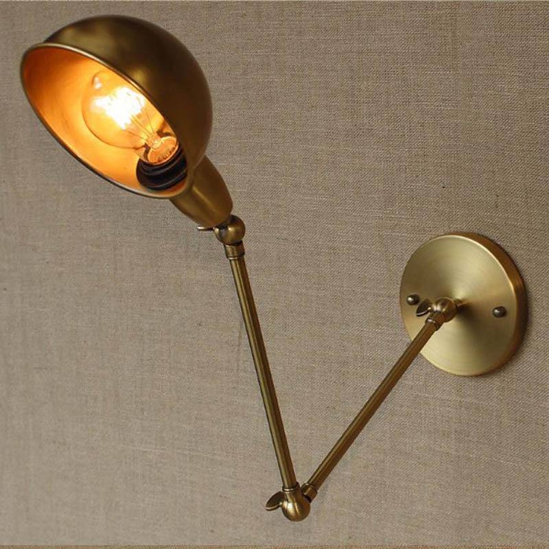 Industrial retro gold wall light
