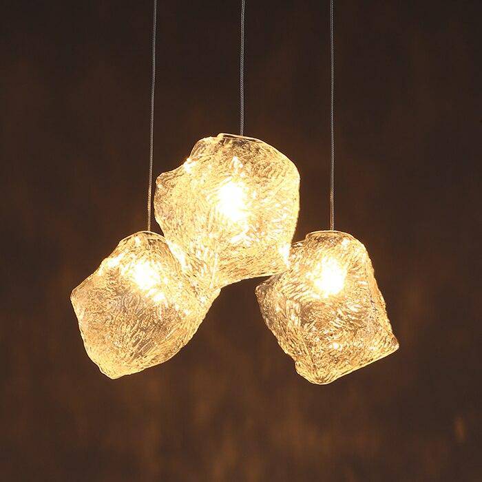 Crystal stone-shaped LED pendant light - vue 4 sur 6