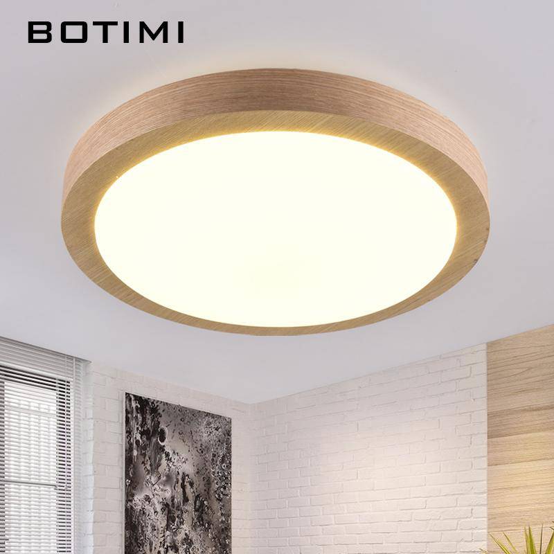 Round wooden LED ceiling light by Botimi - vue 2 sur 2
