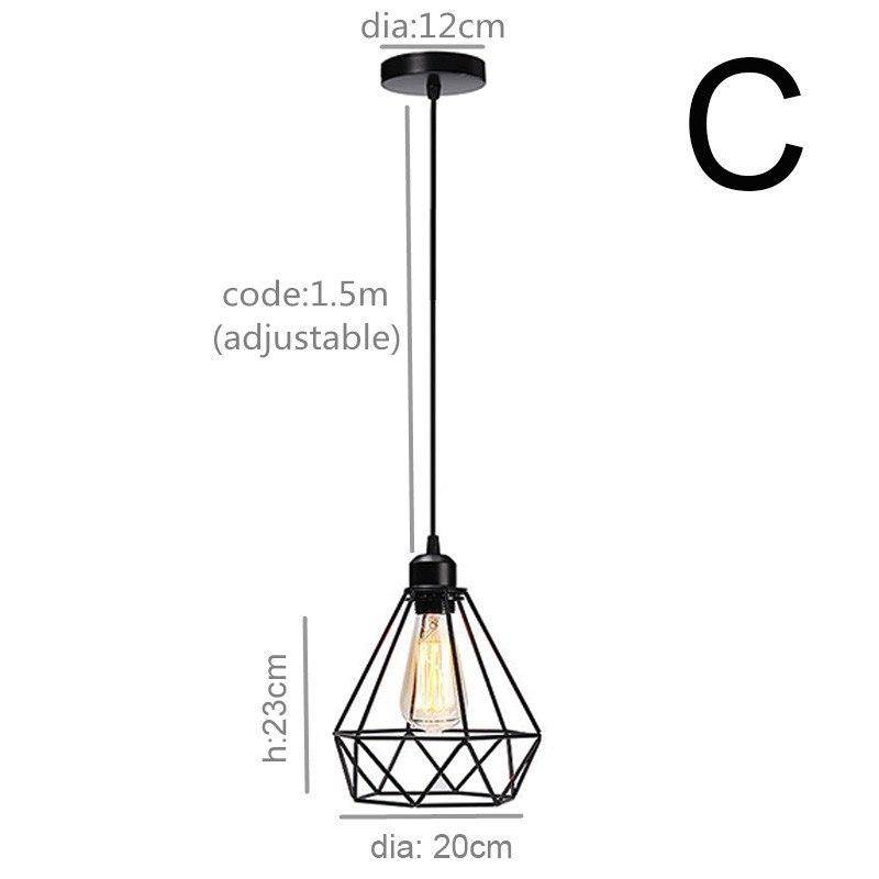 Industrial metal triangle cage pendant light - vue 3 sur 3