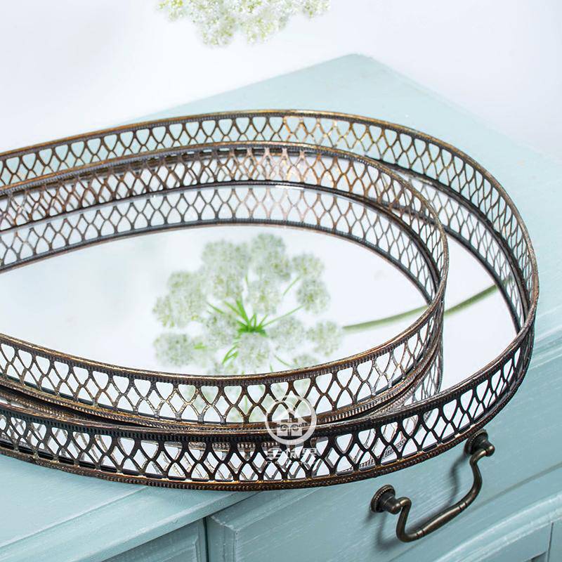 Antique Industrial Metal Hanging Rounded Wall Mirror