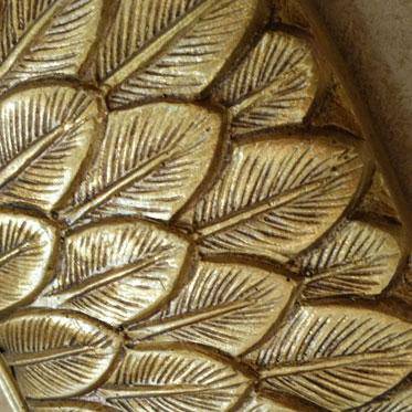 Round golden decorative wall mirror 75cm Flowers