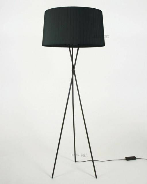 Floor lamp with crossed legs and black fabric shade nordic