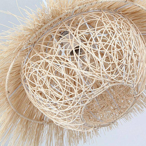 Conical bamboo rattan pendant light - vue 6 sur 5