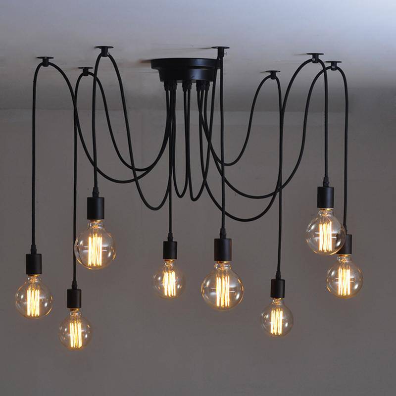 American vintage pendant light with hanging bulbs - vue 3 sur 5